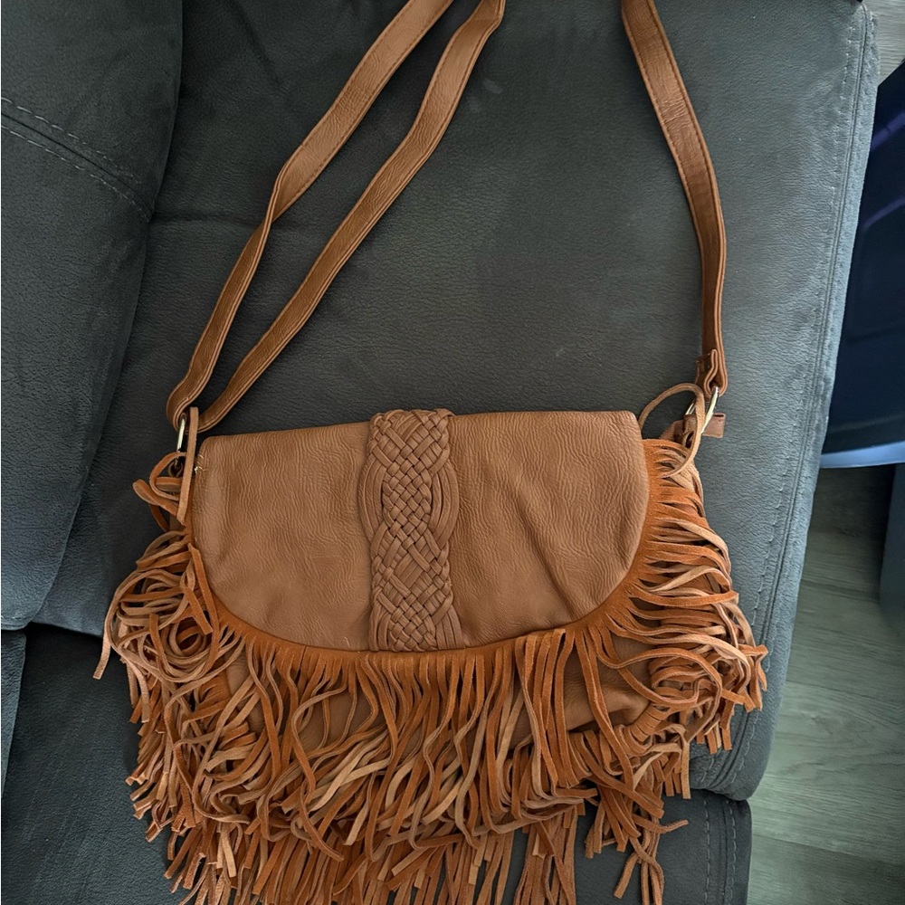 Fringe Tan Shoulder Bag